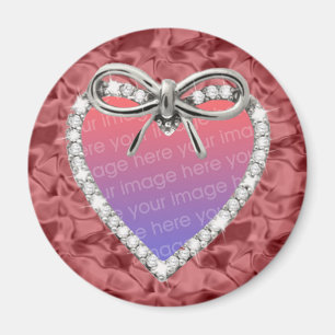 Red Round Diamond Heart Frame Magnet