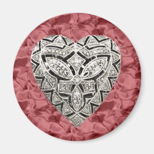 Red Round Elegant Designer Heart Magnet