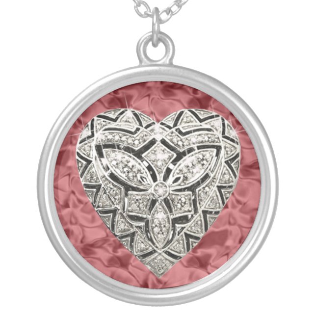 Red Round Elegant Designer Heart Necklace (Front)