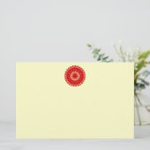 Red Round Lace Pattern Graphic. (Standing Front)