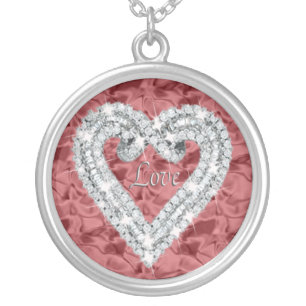 Red Round Love Diamond Heart Necklace