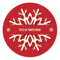 Red Round Modern Snowflake Christmas Party Card