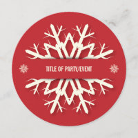 Red Round Modern Snowflake Christmas Party Invitation