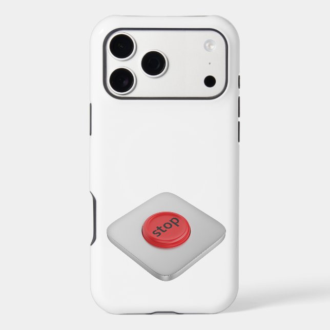 Red round stop button iPhone case (Back)