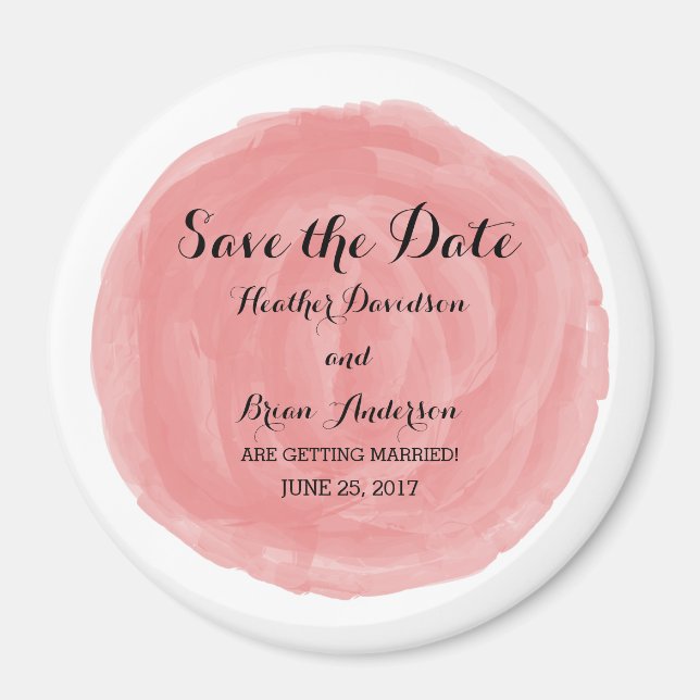 Red Round Watercolor Save the Date Magnet (Front)
