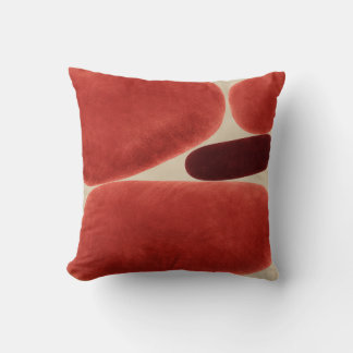 Red Rounded Organic Blocks Throw Pillow