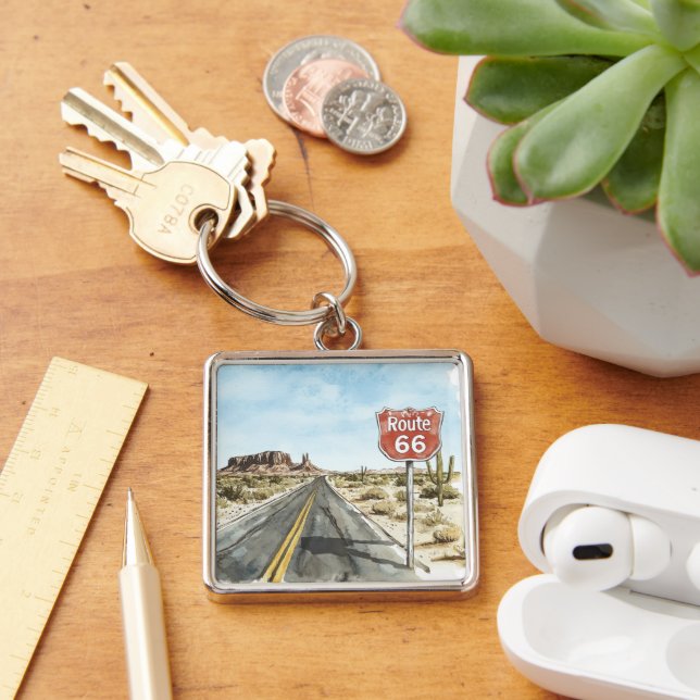Red Route 66 Sign Keychain (Desk)