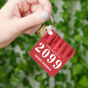 Red Row of Tassels Photo Graduation Keychain