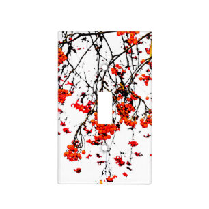 Red rowan fruits or ash berries light switch cover