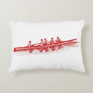 Red Rowing Rowers Crew Team Water Sports Accent Pillow