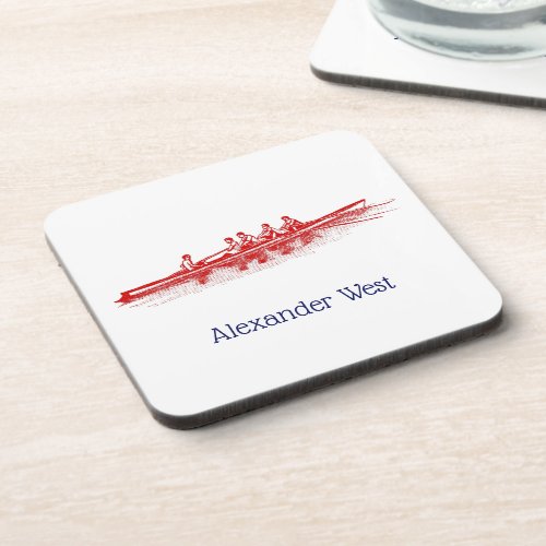 Red Rowing Rowers Crew Team Water Sports Beverage Coaster