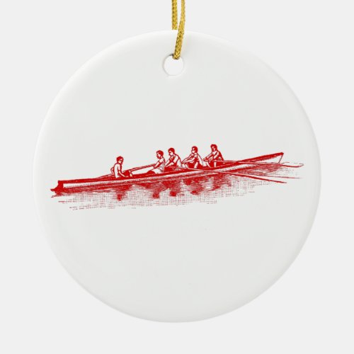 Red Rowing Rowers Crew Team Water Sports Ceramic Ornament