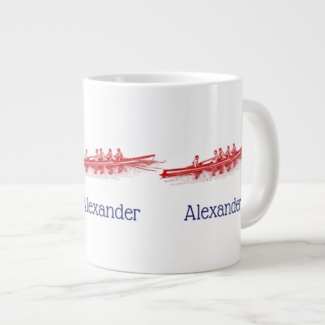Red Rowing Rowers Crew Team Water Sports Giant Coffee Mug (Front Right)