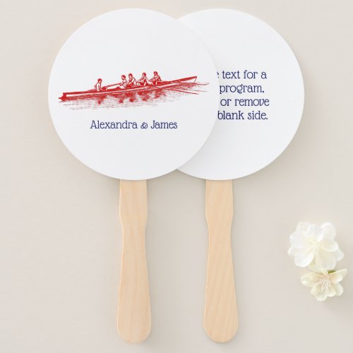 Red Rowing Rowers Crew Team Water Sports Hand Fan
