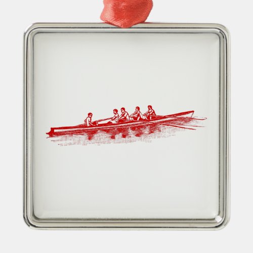 Red Rowing Rowers Crew Team Water Sports Metal Ornament