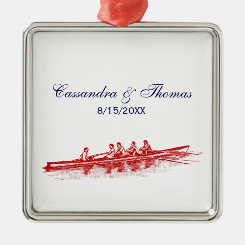 Red Rowing Rowers Crew Team Water Sports Metal Ornament