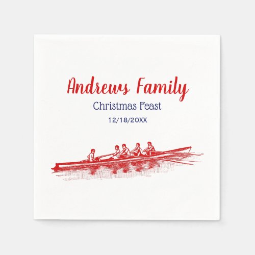 Red Rowing Rowers Crew Team Water Sports Napkins