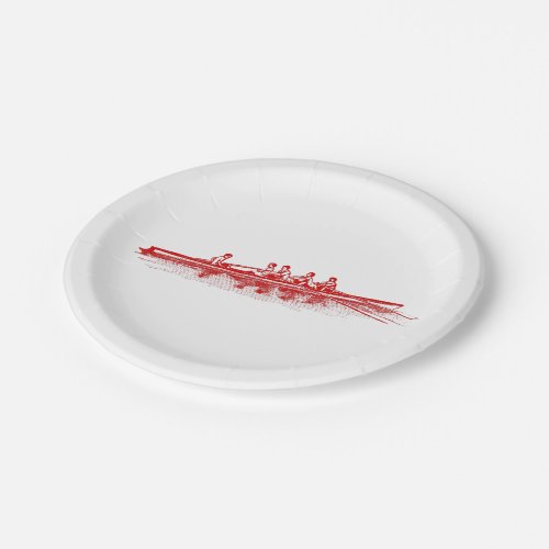 Red Rowing Rowers Crew Team Water Sports Paper Plates