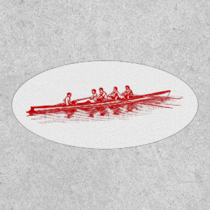 Red Rowing Rowers Crew Team Water Sports Patch