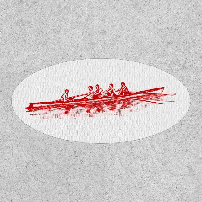 Red Rowing Rowers Crew Team Water Sports Patch (Front)