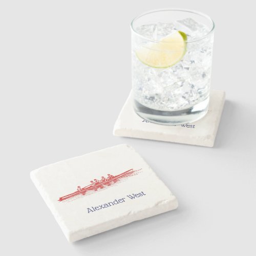 Red Rowing Rowers Crew Team Water Sports Stone Coaster