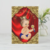 Red Royal Blue Gold Satin Prince Baby Shower Invitation | Zazzle