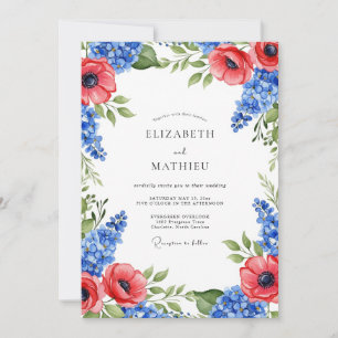 Red Royal Blue Grand Summer Wedding Invitation