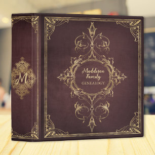 Red Royal Elegant Gilded Genealogy 3 Ring Binder