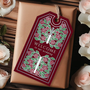 Red Royal Medieval Silver Sword Wedding Welcome Gift Tags