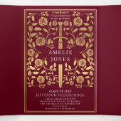 Red Royal Medieval Sword Photo Graduation Party Tri-Fold Invitation (Inside Middle)