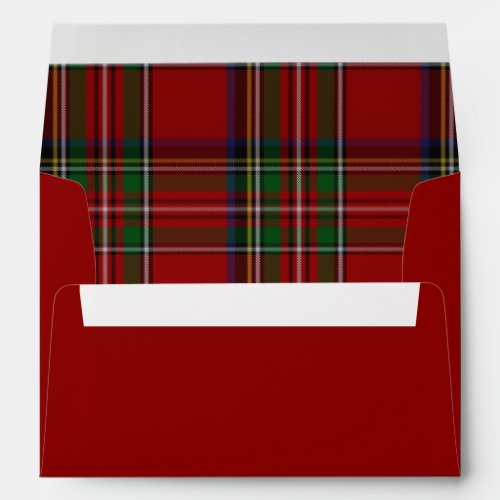 Red Royal Stewart Plaid Lined Christmas Envelope