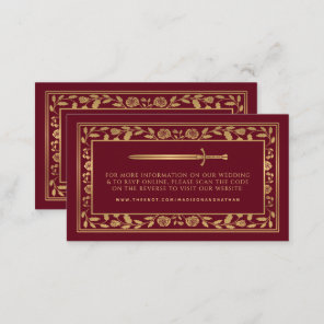Red Royal Sword Wedding Website RSVP QR Code  Enclosure Card