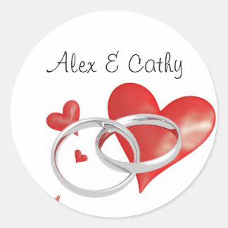 Red Rubber Heart with Silver Rings Stickers