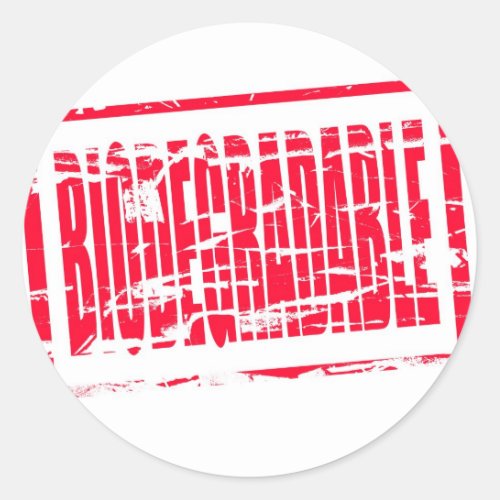 Red rubber stamp Biodegradable Classic Round Sticker