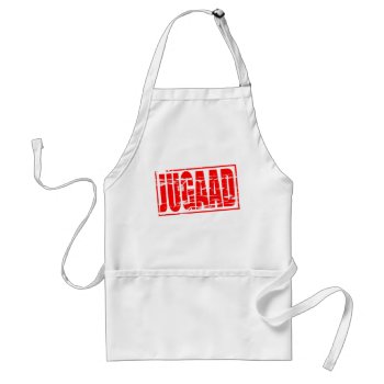 Red Rubber Stamp Effect With The Term Jugaad. जुगा Adult Apron by Funkyworm at Zazzle