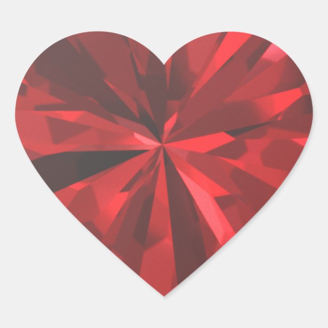 Red Ruby Diamond Valentine's Day Heart Sticker (Front)