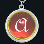 Red Ruby Gem  Monogram Silver Plated Necklace<br><div class="desc">Elegant and unique design  with gemstone. Very accurated nurbs modeling and rendering in 3D Studio Max by Bulgan Lumini .Part from series Hyper Talismans.</div>