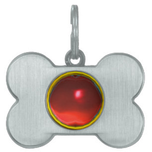 RED RUBY GEM STONE PET TAG