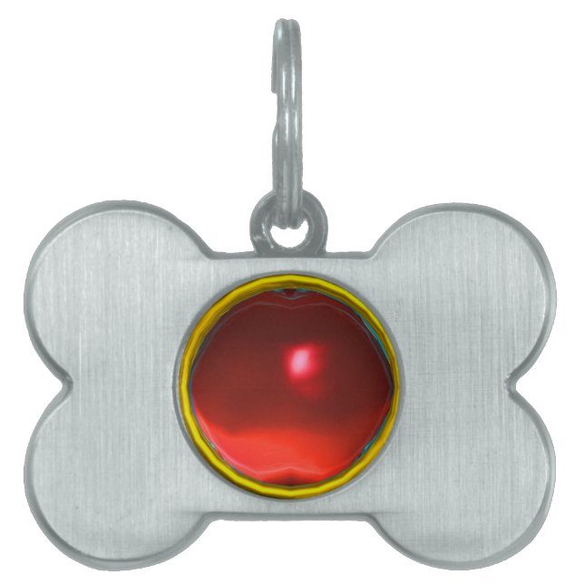 RED RUBY GEM STONE PET TAG (Front)