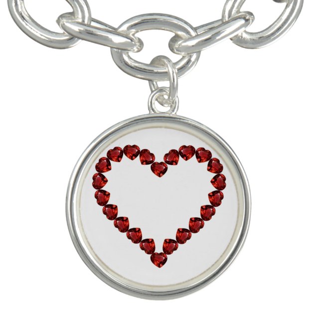 Red Ruby Gemstone Heart Bracelet (Design)