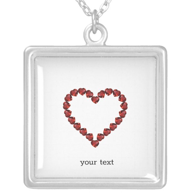Red Ruby Gemstone Heart Silver Plated Necklace (Front)