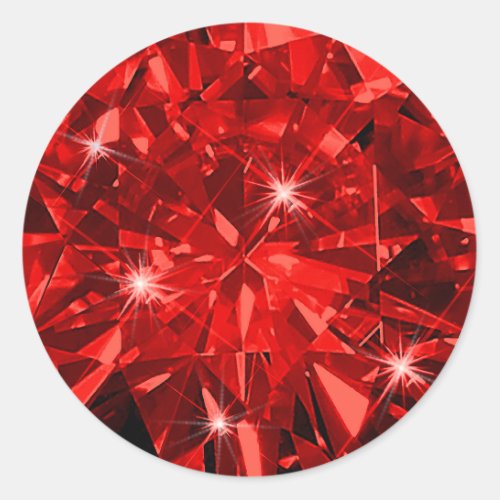 Red Ruby Gemstone Invitation Envelope Gift Wrap Classic Round Sticker