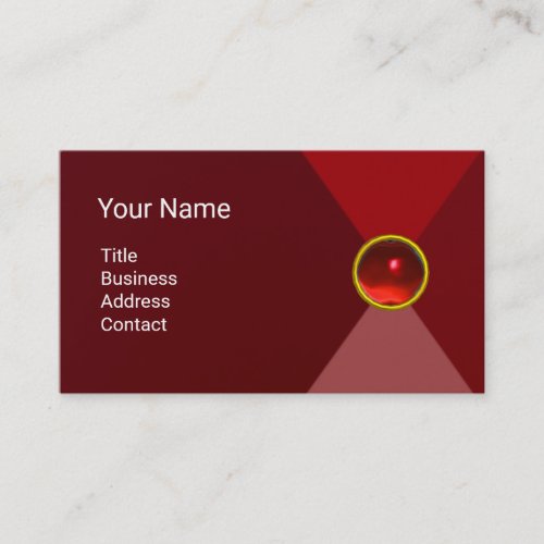 RED RUBY GEMSTONE MONOGRAM Abstract Geometric Business Card