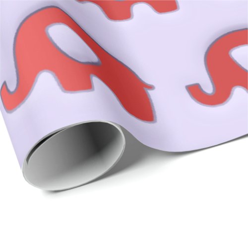 Red Ruby Lux Purple Violet 3D Elephants Baby Wrapping Paper