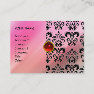 RED RUBY MON ,PINK DAMASK SILK, violet fuchsia Business Card