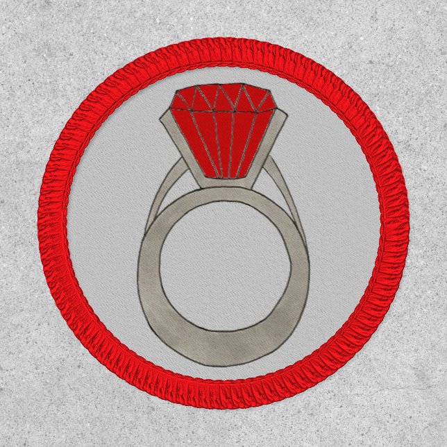 Red Ruby Ring Gemstone Jewel Jewelry Bling Patch (Front)