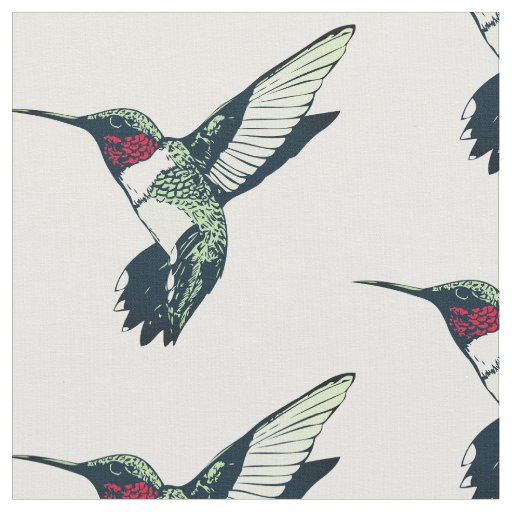 Red ruby throated hummingbird Fabric