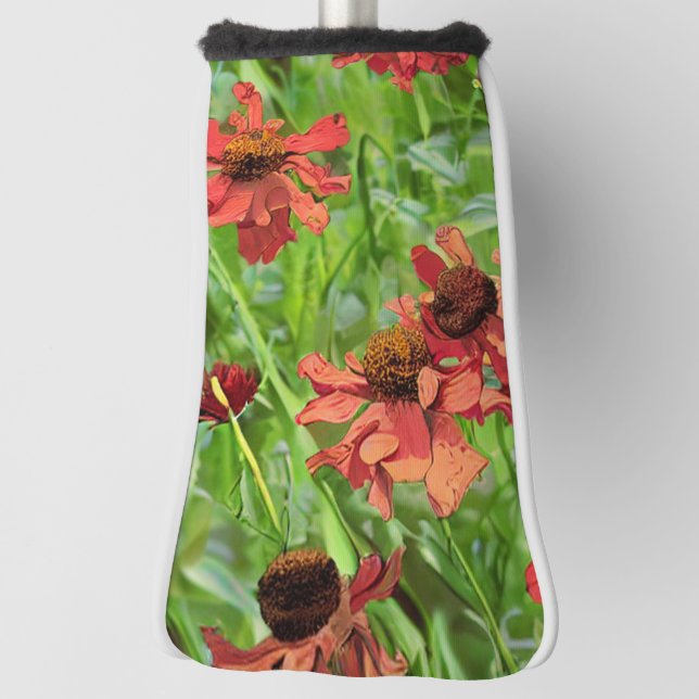 RED RUDBECKIA FLOWERS GOLF HEAD COVER (Rotate 90)