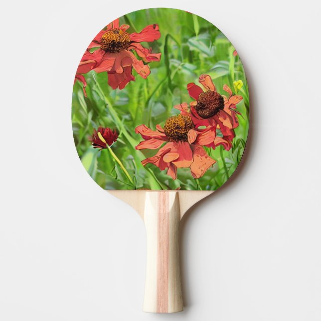 RED RUDBECKIA FLOWERS PING PONG PADDLE (Front)