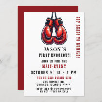 Red Rumble First Knockout Boxing Birthday Invitation